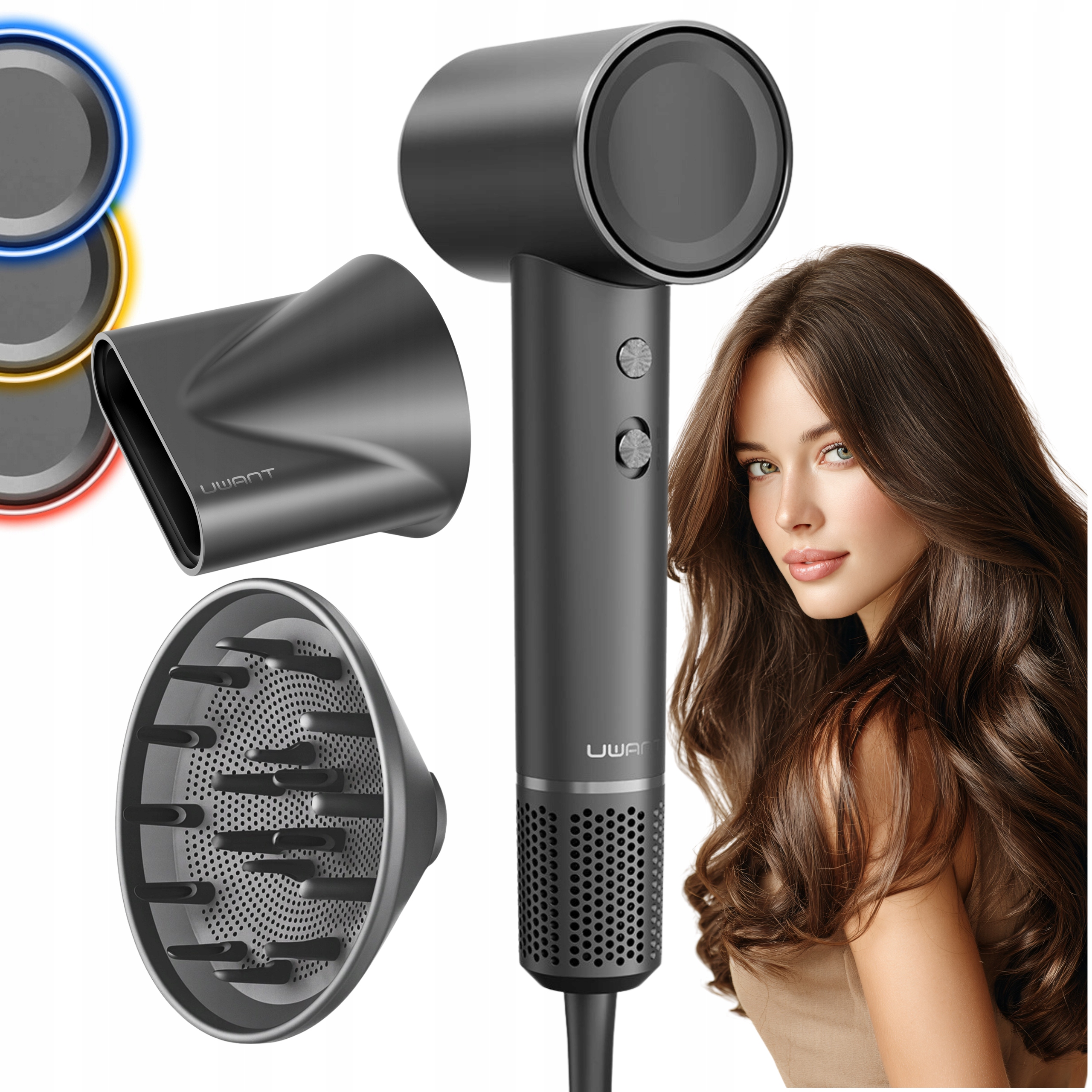 Vysoušeč Vlasů S Ionizací Difuzorem Tryska Studený Vzduch 1500 W