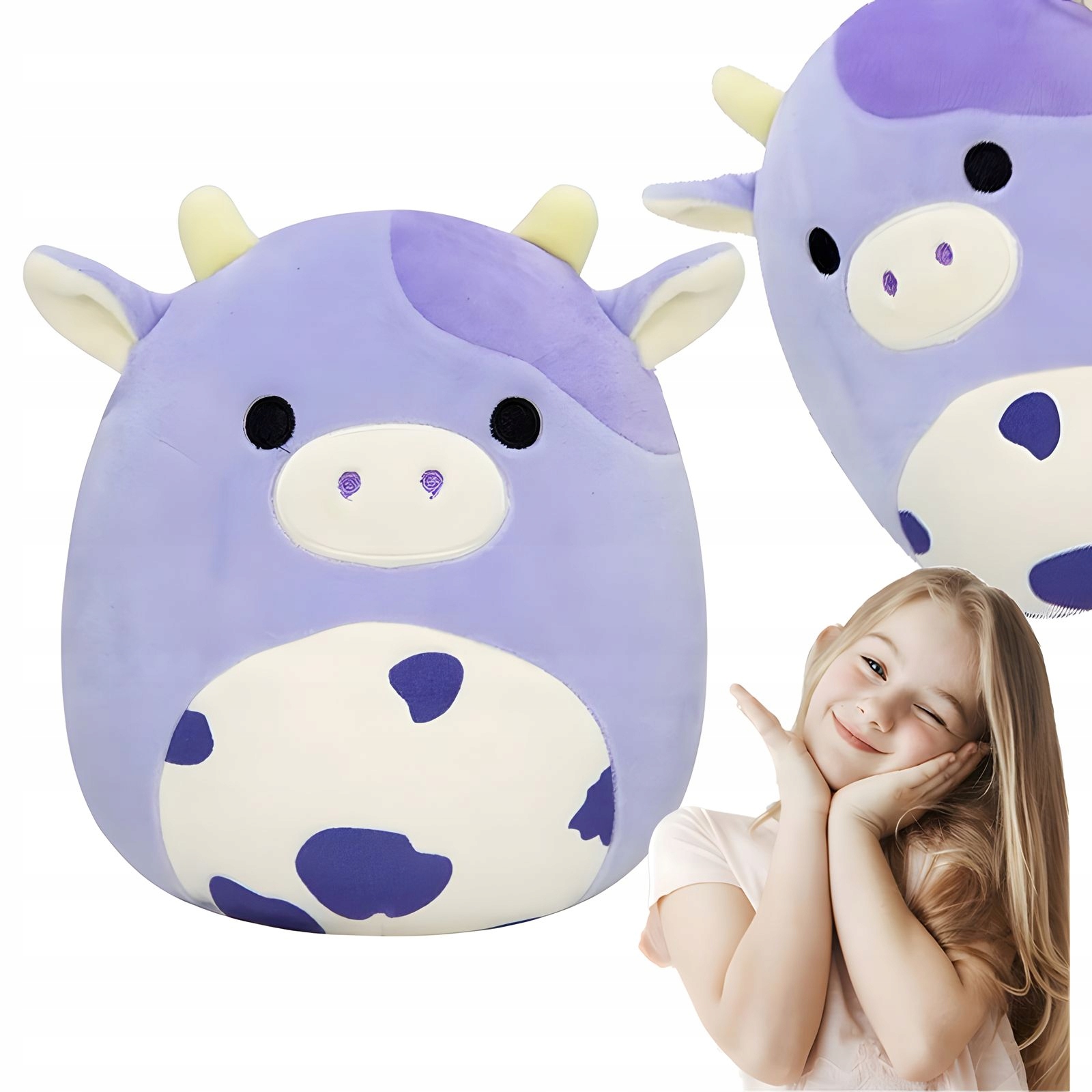 SQUISHMALLOWS FIOLETOWA KRÓWKA BUBBA ZABAWKA PLUSZOWA PRZYTULANKA 40CM