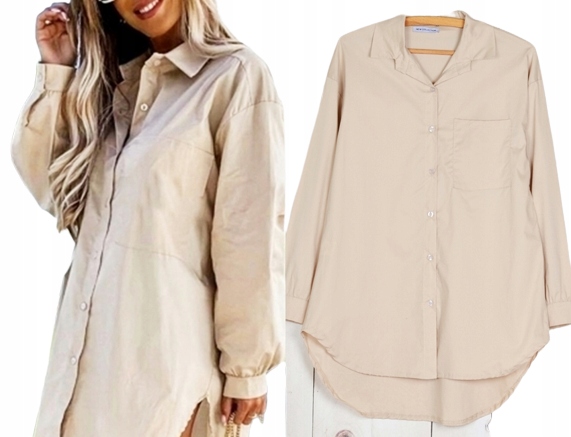 KOSZULA TUNIKA oversize BAWEŁNA GUZIKI 546 Marka Modaistyl