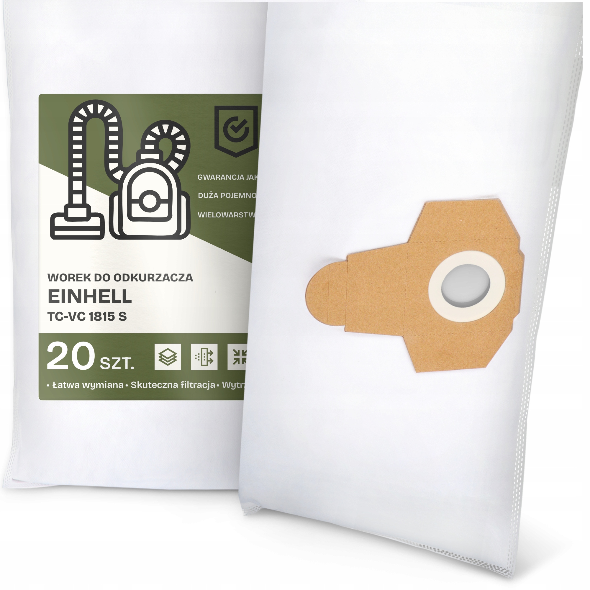 20 x Sáček do Vysavače Einhell Tc-vc 1815 S Syntetický Textilní Velký G9