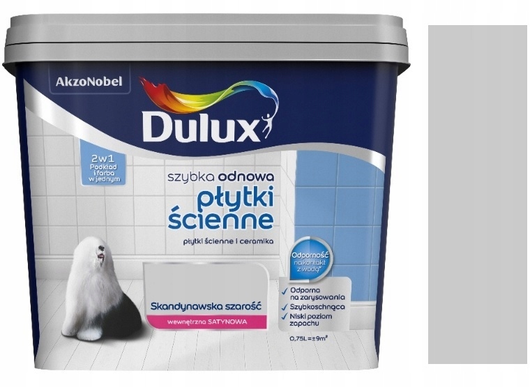 Dulux Szybka Odnowa Płytki Farba Do Płytek Skandynawska Szarość 0.75L