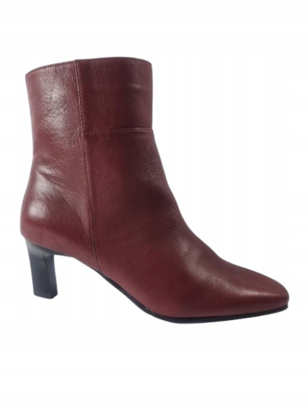 Dámské kotníkové boty vínově kožené boty na elegantním podpatku kotníkové boty Karino 37