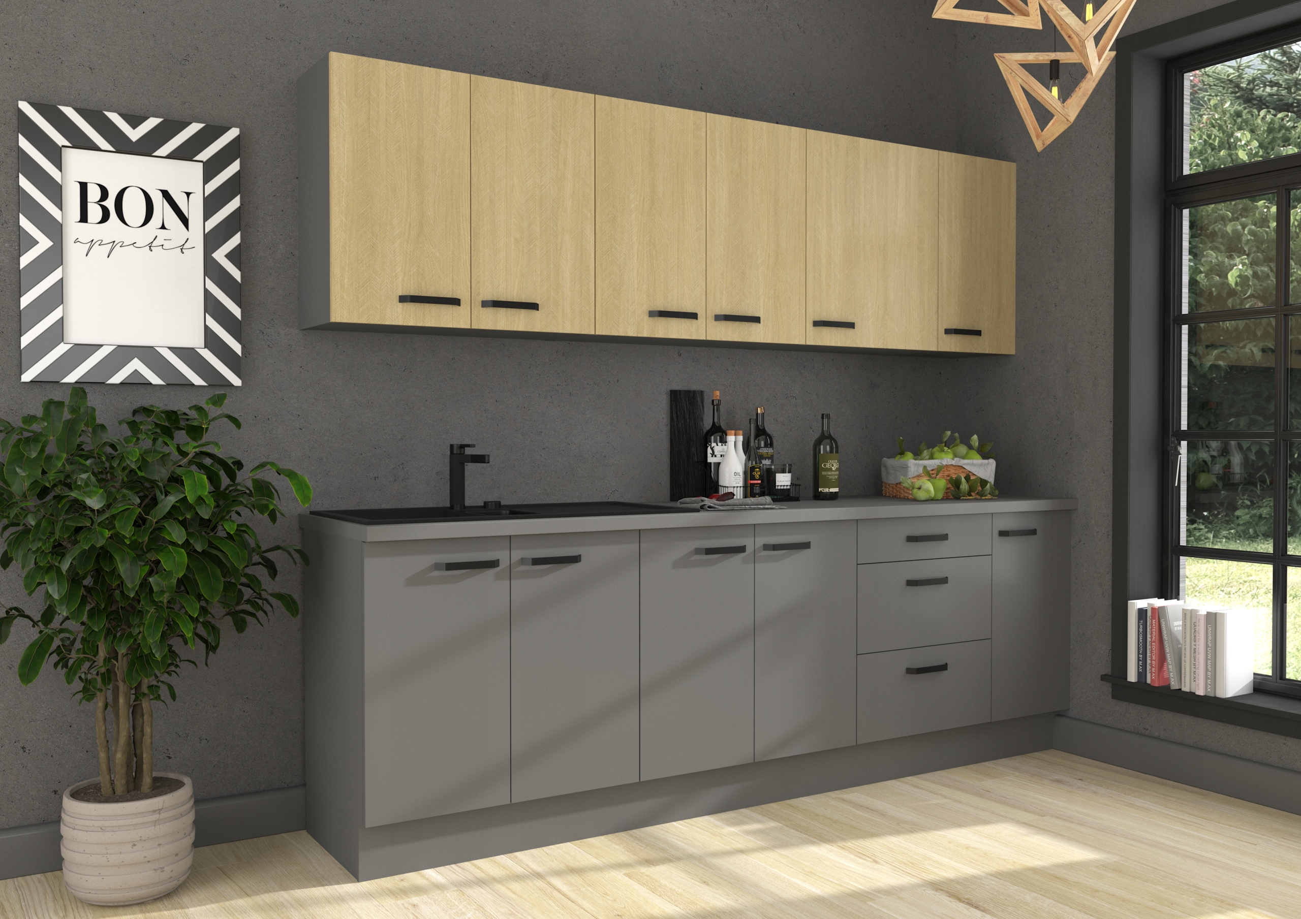 szafka kuchenna górna 50 cm wzór JODEŁKA Kolor mebla antracyt