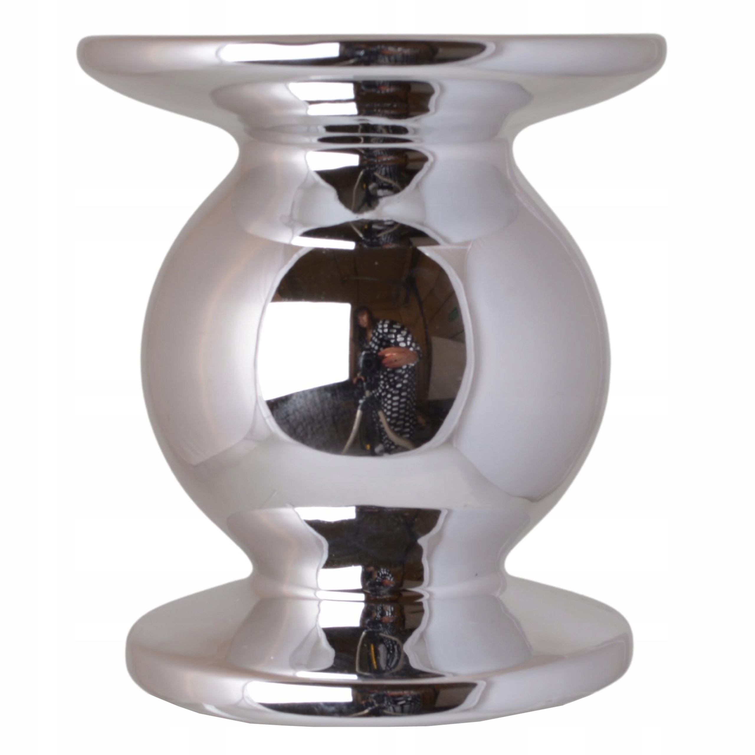 

Świecznik srebrny ceramiczny niski 11,5 cm
