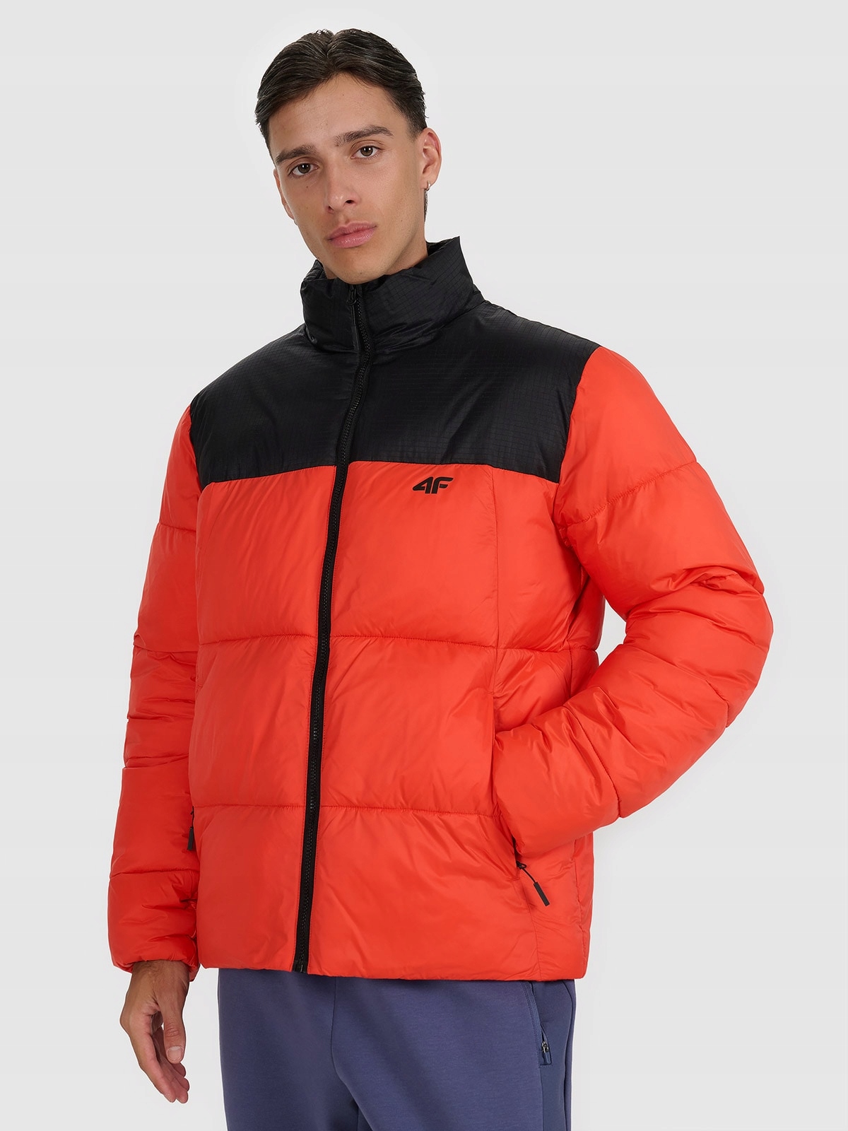 4F Pánská péřová bunda Červená L