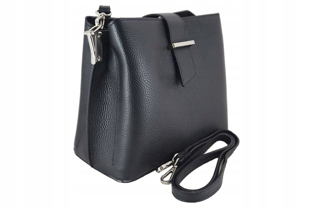 Skórzana shopperka damska na ramię kuferek czarny - Barberini's 752-1 Marka Barberinis