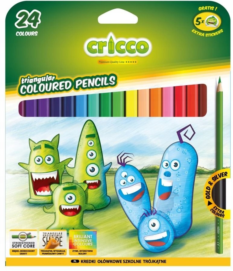 

Kredki ołówkowe trójkątne Cricco 24