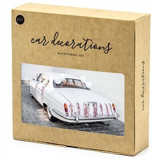 ZESTAW dekoracji SAMOCHODOWYCH ślub JUST MARRIED