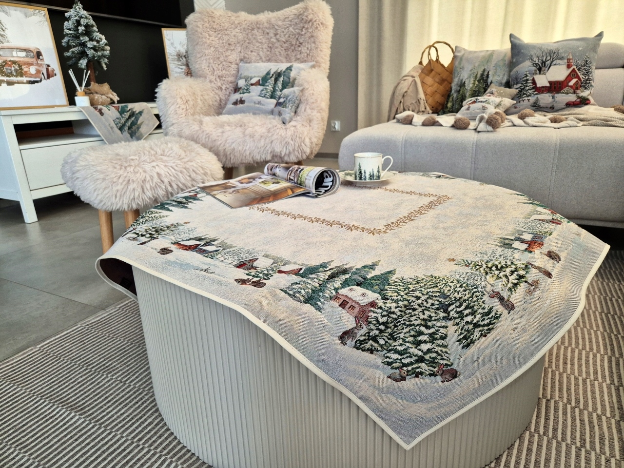 Ubrus se zimní krajinou 100x100 cm 1262VE