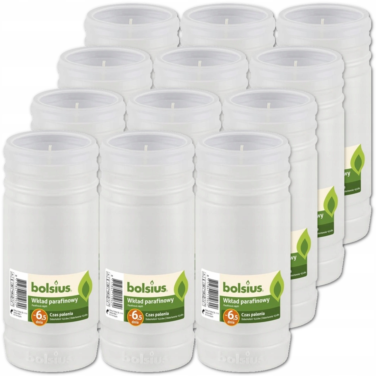 

Wkłady do zniczy parafinowe Bolsius 6,5D dni 12szt