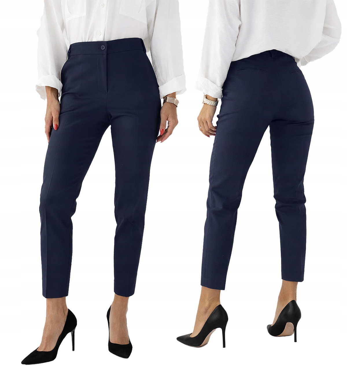 Dámské elegantní 7/8 doutníkové kalhoty Sigma, modré, velikost 48