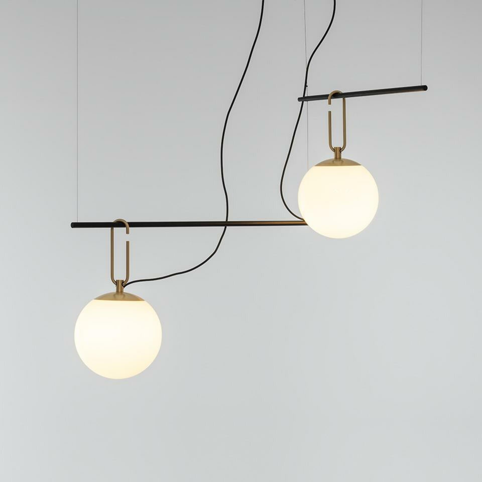 Artemide nh S3 2 Arms 1282010A designové závěsné svítidlo, černá/mosaz, E27