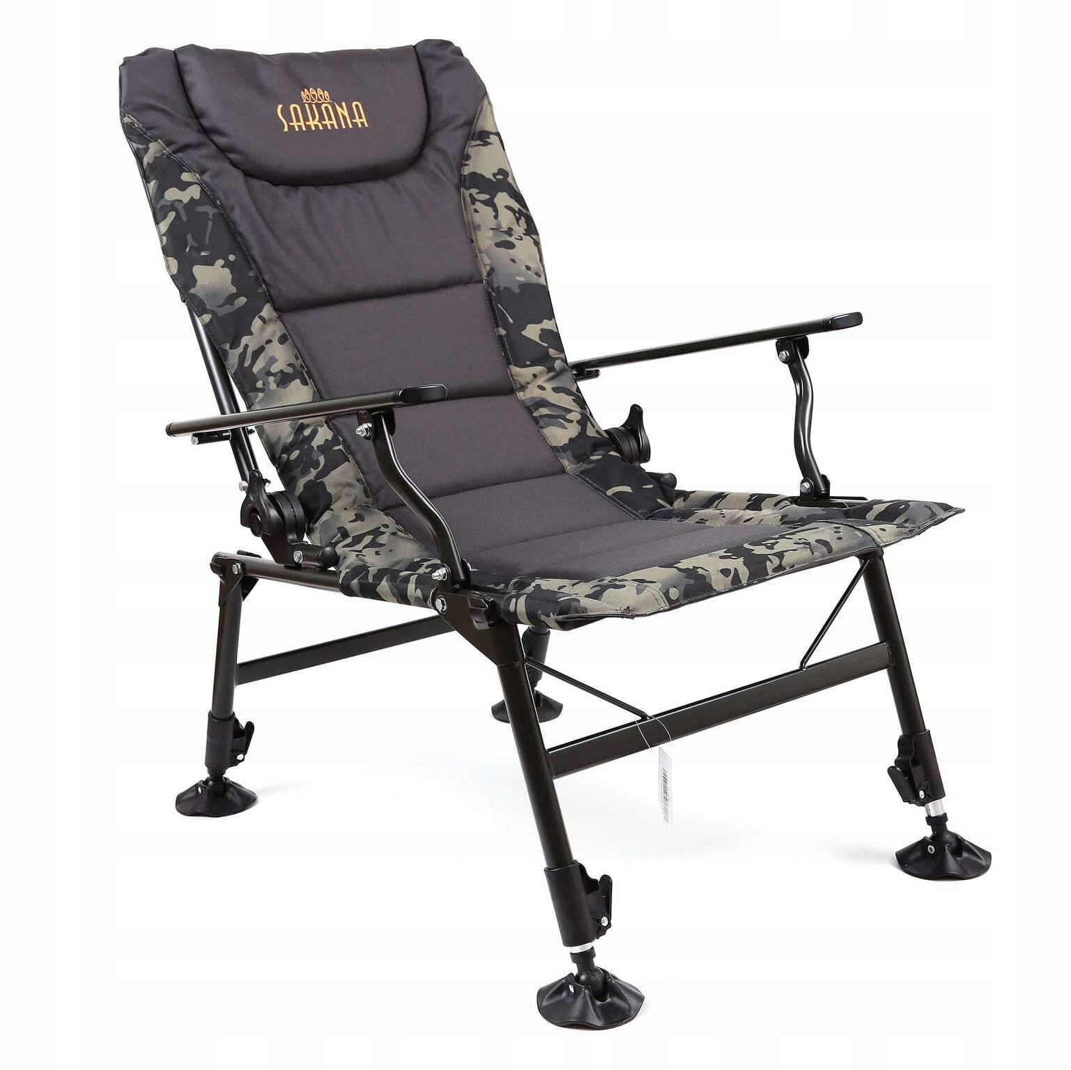 Fotel Wędkarski Z Regulacją Oparcia Sakana Camo