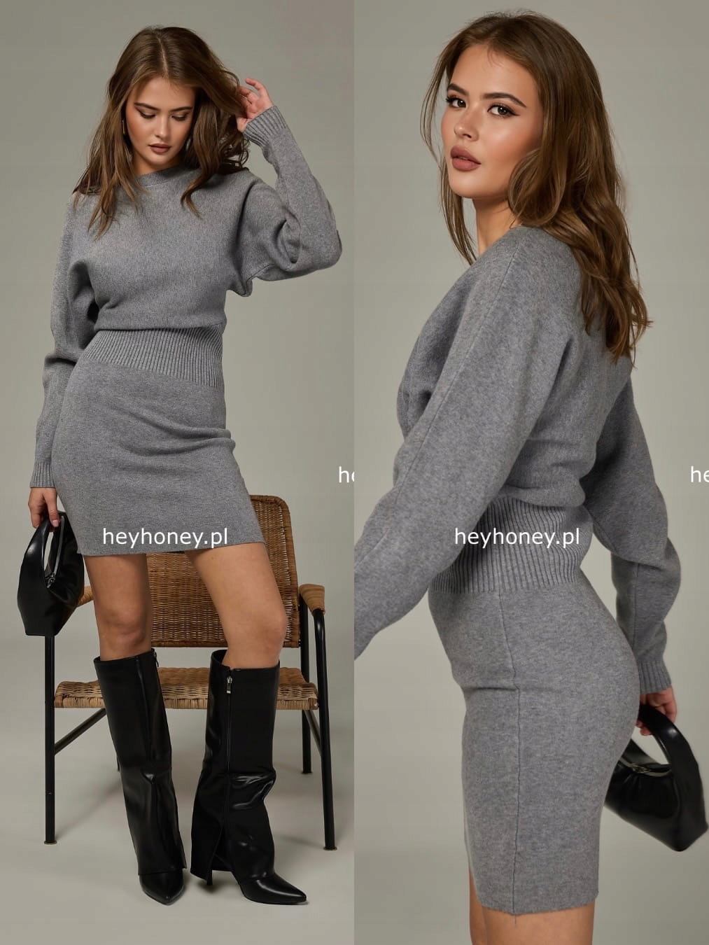 Šaty s viskózovou pleteninou Bianca šedá S/m