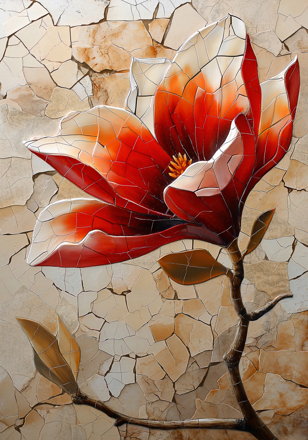 Plakát 70x100 cm Mozaika ze skleněných květů