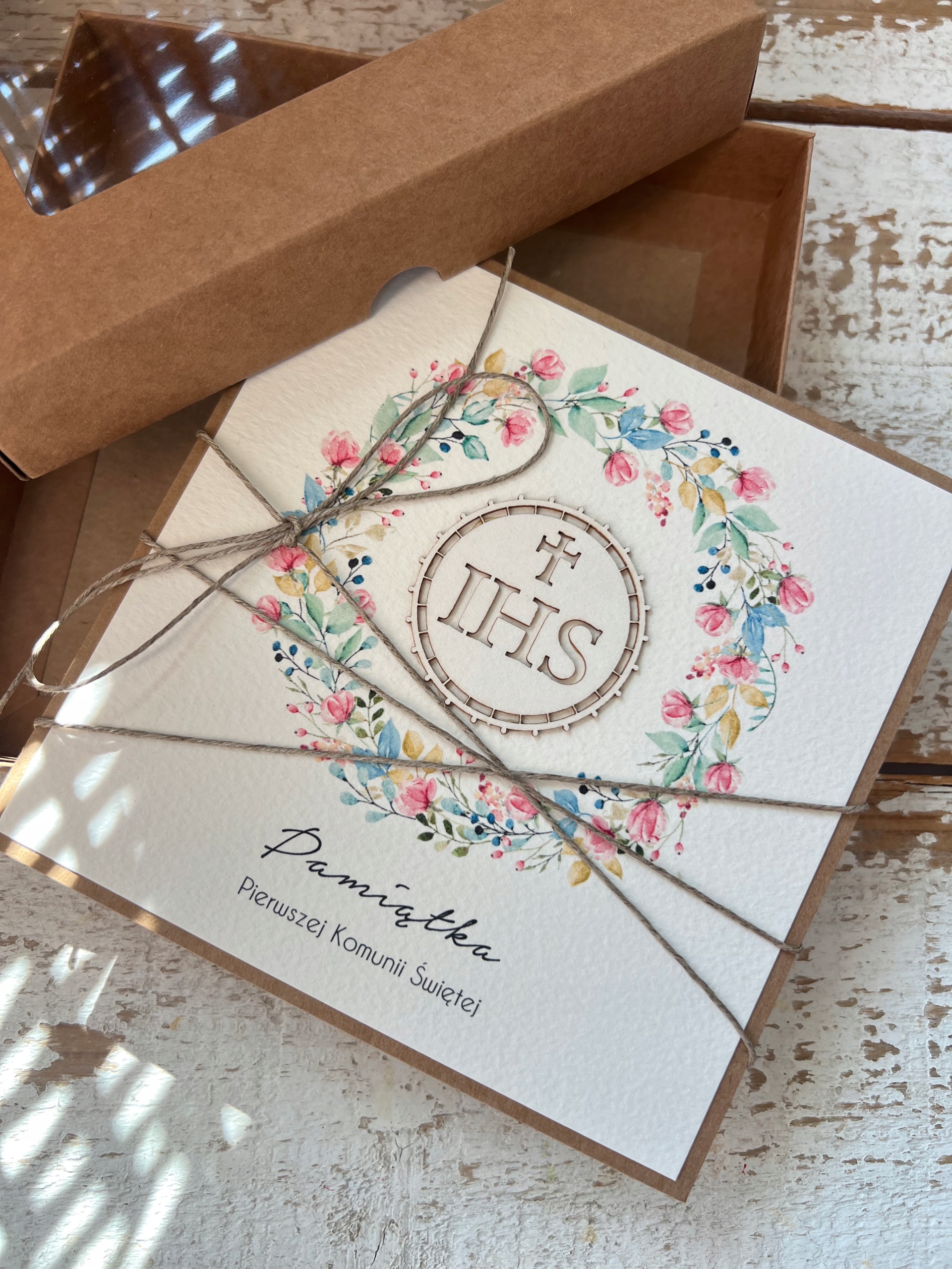 Ručně vyráběná pohlednice na svaté přijímání Památka přijímání