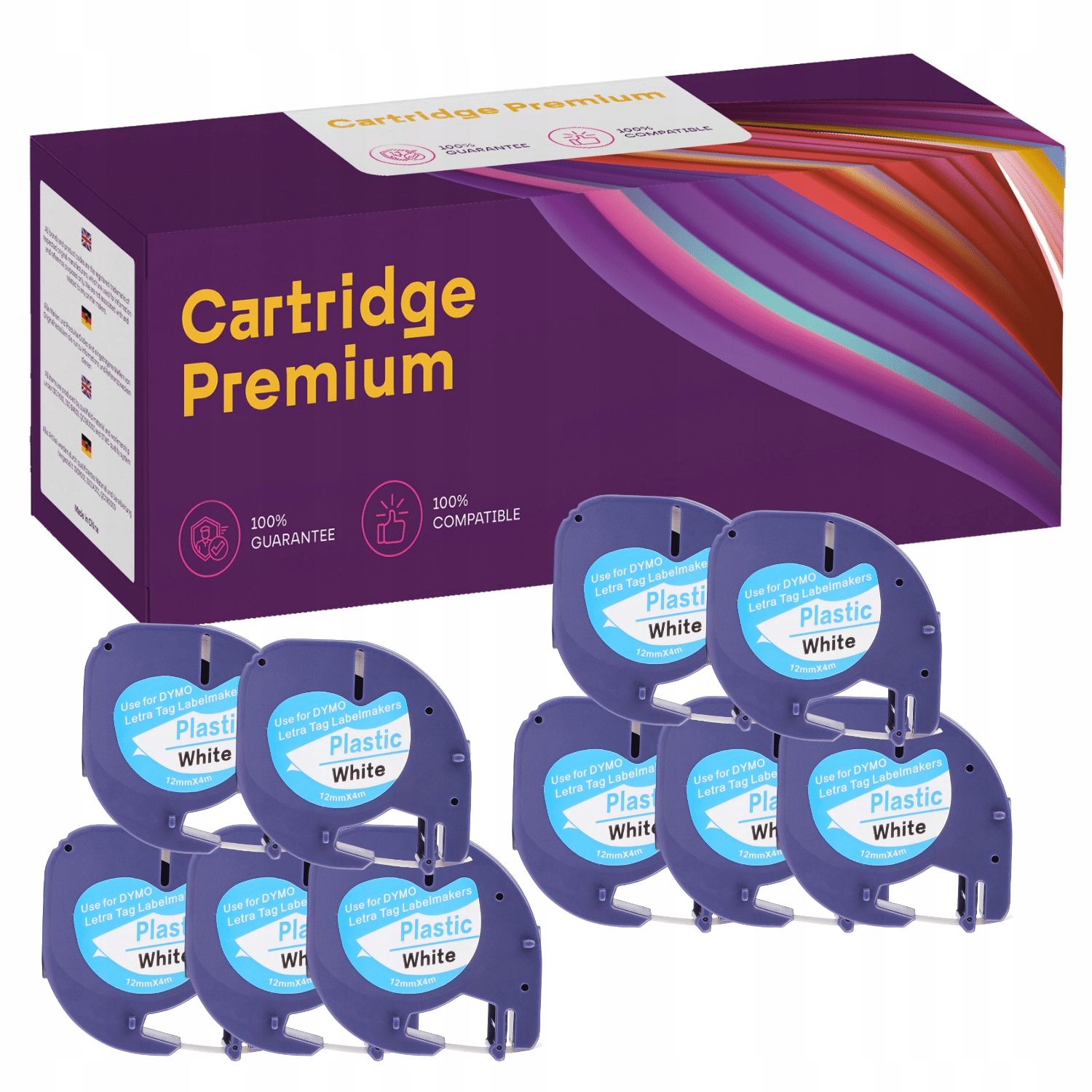 10 x páska pro Dymo LetraTag 12 mm x 4 m bílá 59422