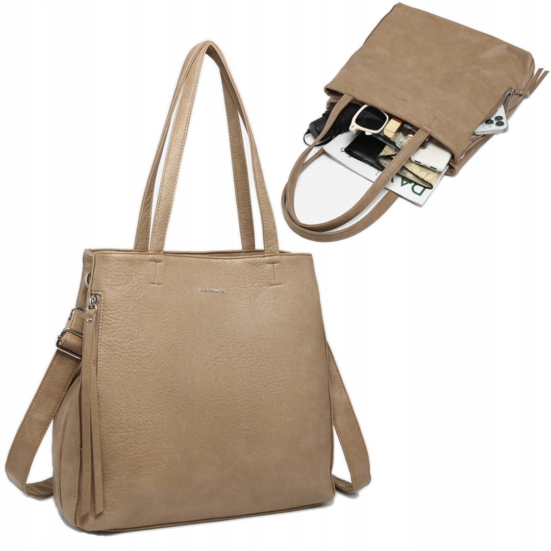 Dámská béžová městská kabelka Elegantní Stylová městská kabelka Eko Kůže