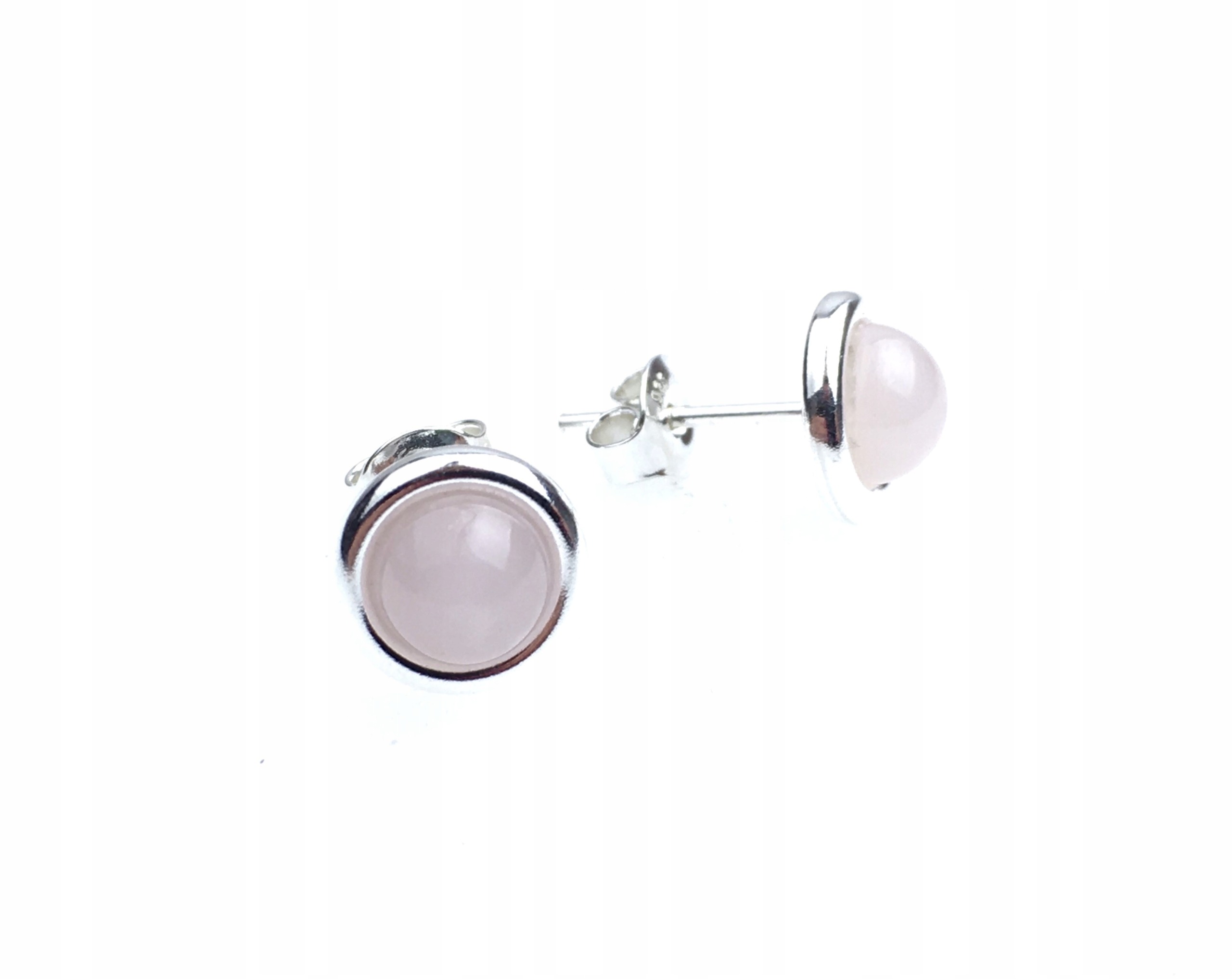 

kolczyki srebrne pr.925 kamień amulet kwarc różowy