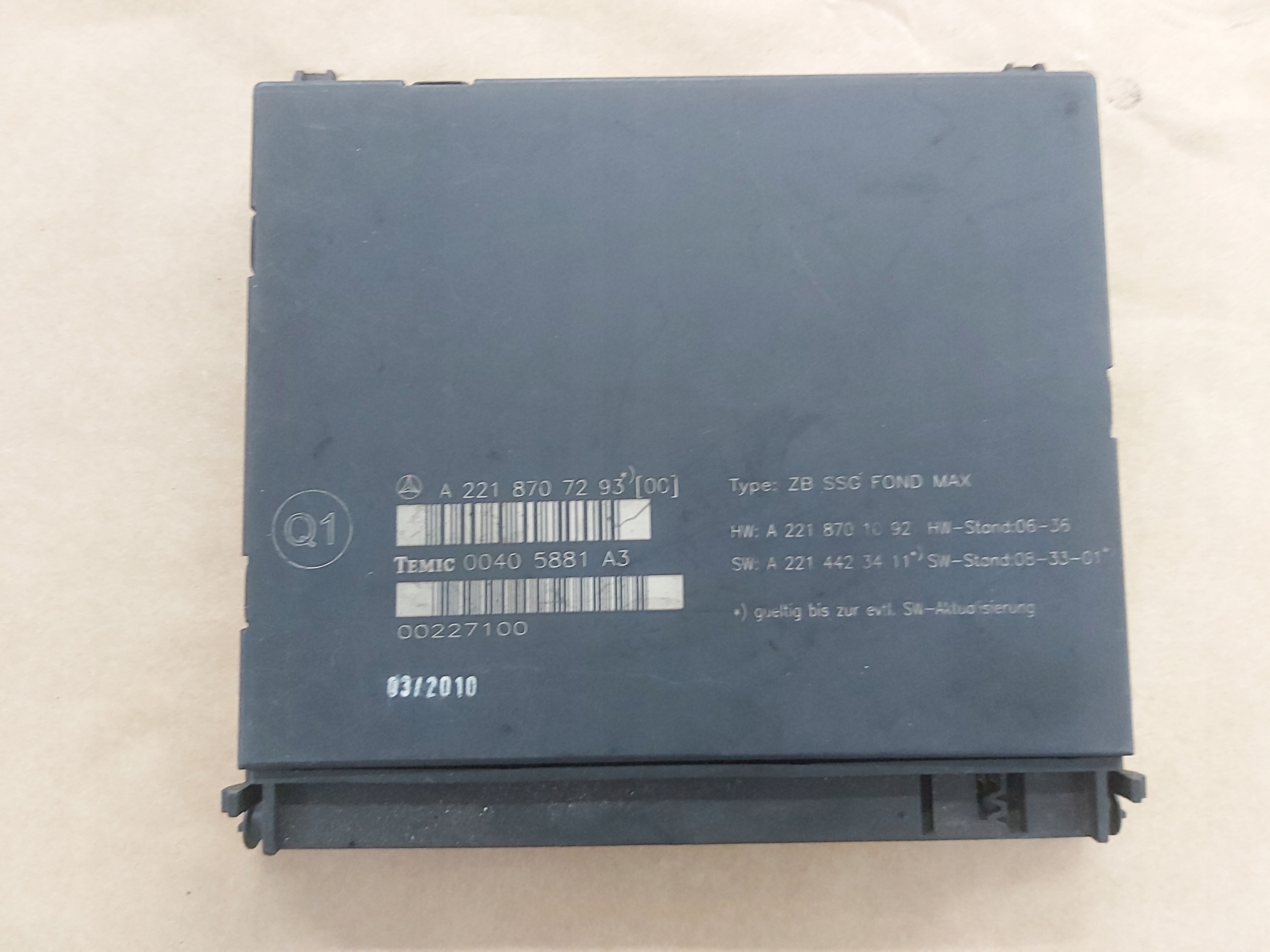module control unit seat 2218707293 MERCEDES W221