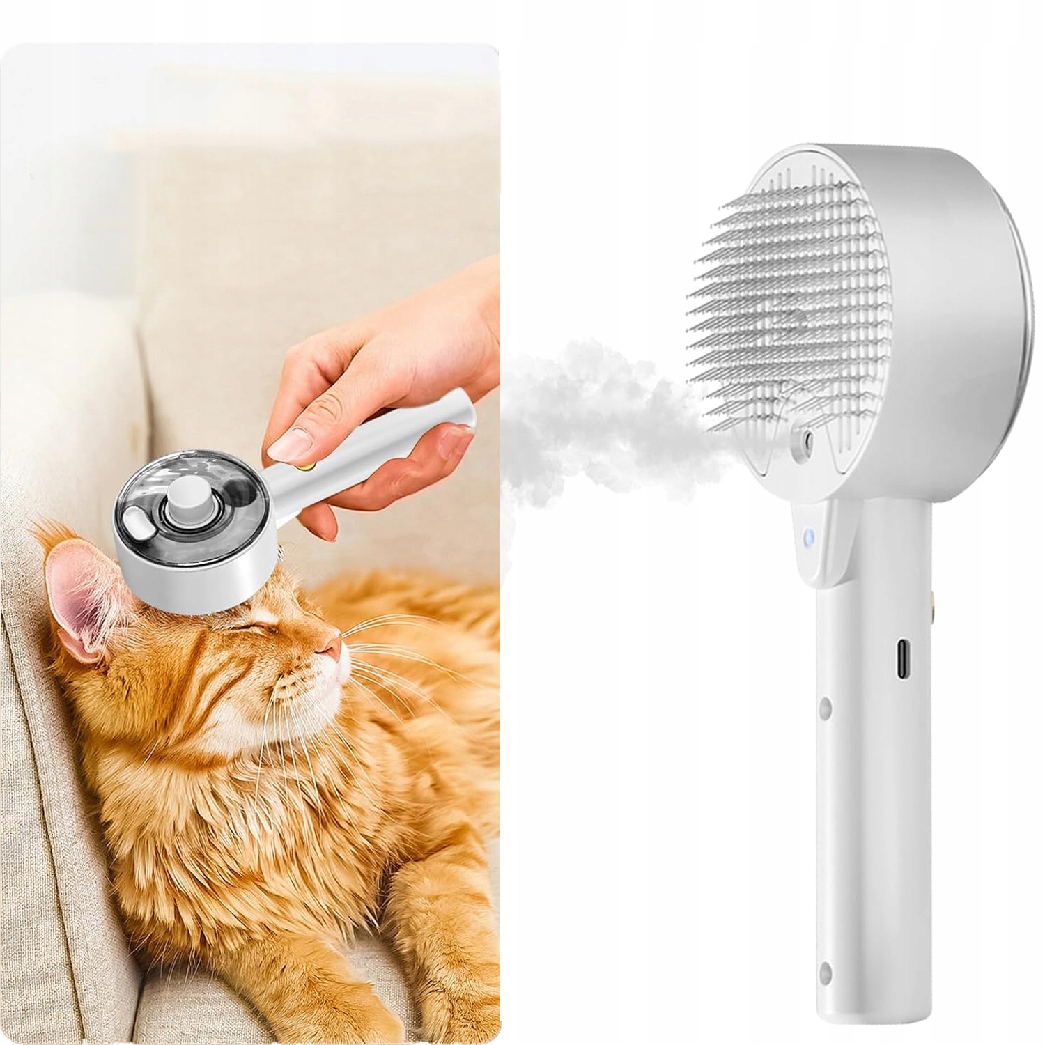 Levně Hřeben 3v1 s rozprašovačem pro péči o srst, masáž a Uvc Blu-ray, pro psy a kočky