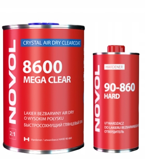 Lakier bezbarwny 8600 MEGA CLEAR NOVOL 1L + utwardzacz