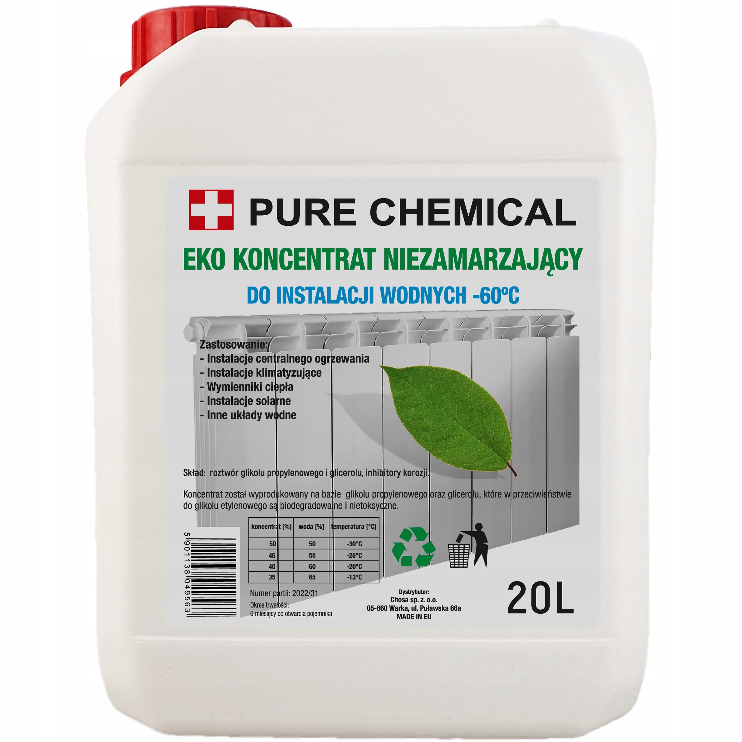 Eko Nemrznoucí Koncentrát 20L pro vodní instalace -60°C Propylenový