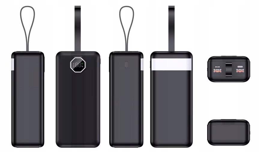 DUŻY POWERBANK POWER BANK 50000mAh 2xUSB USB-C MOCNY Z LATARKĄ i PASKIEM Marka inna