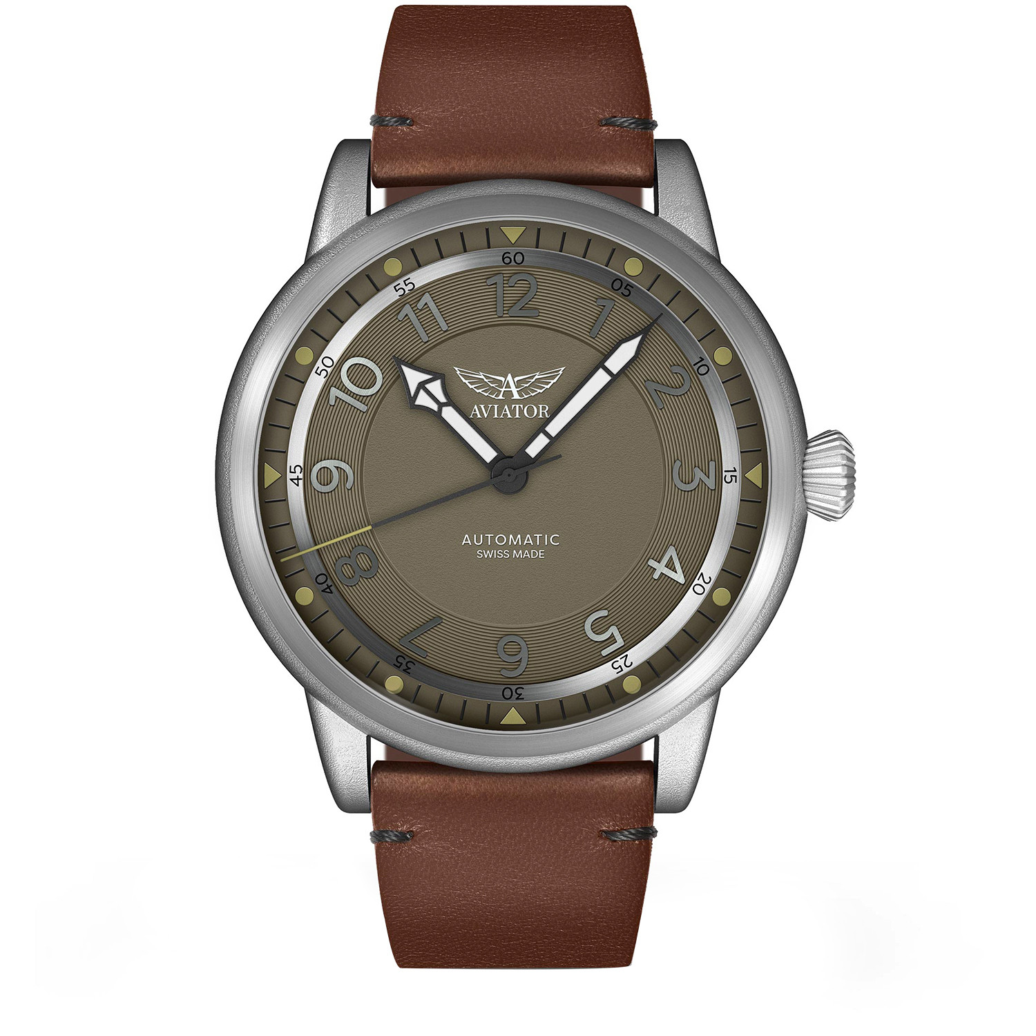 Pánské Hodinky Aviator V.3.31.0.227.4.BRDD, hnědý řemínek