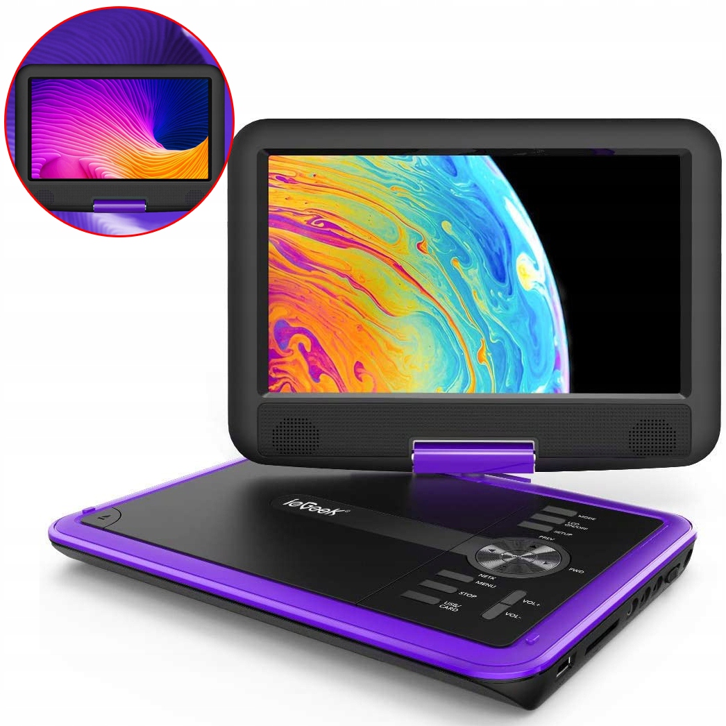 Przenośny Samochodowy Odtwarzacz DVD 9'' LCD Hd Fioletowy Na 2000MAH Aku