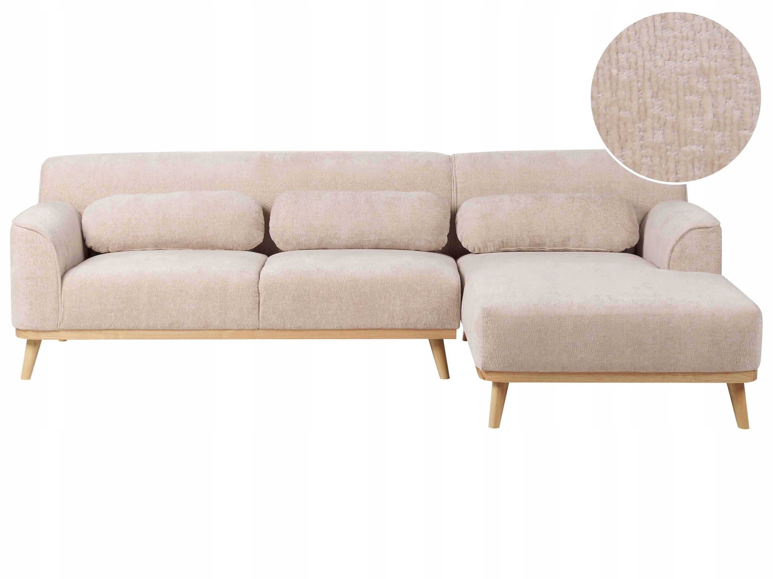Sofa narożna tapicerowana lewostronna beżowa