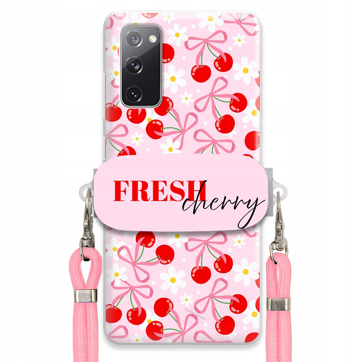 Puzdro pre Samsung S20 Lite Case Držiak šnúrok Ružový Fresh Cherry Kokardy