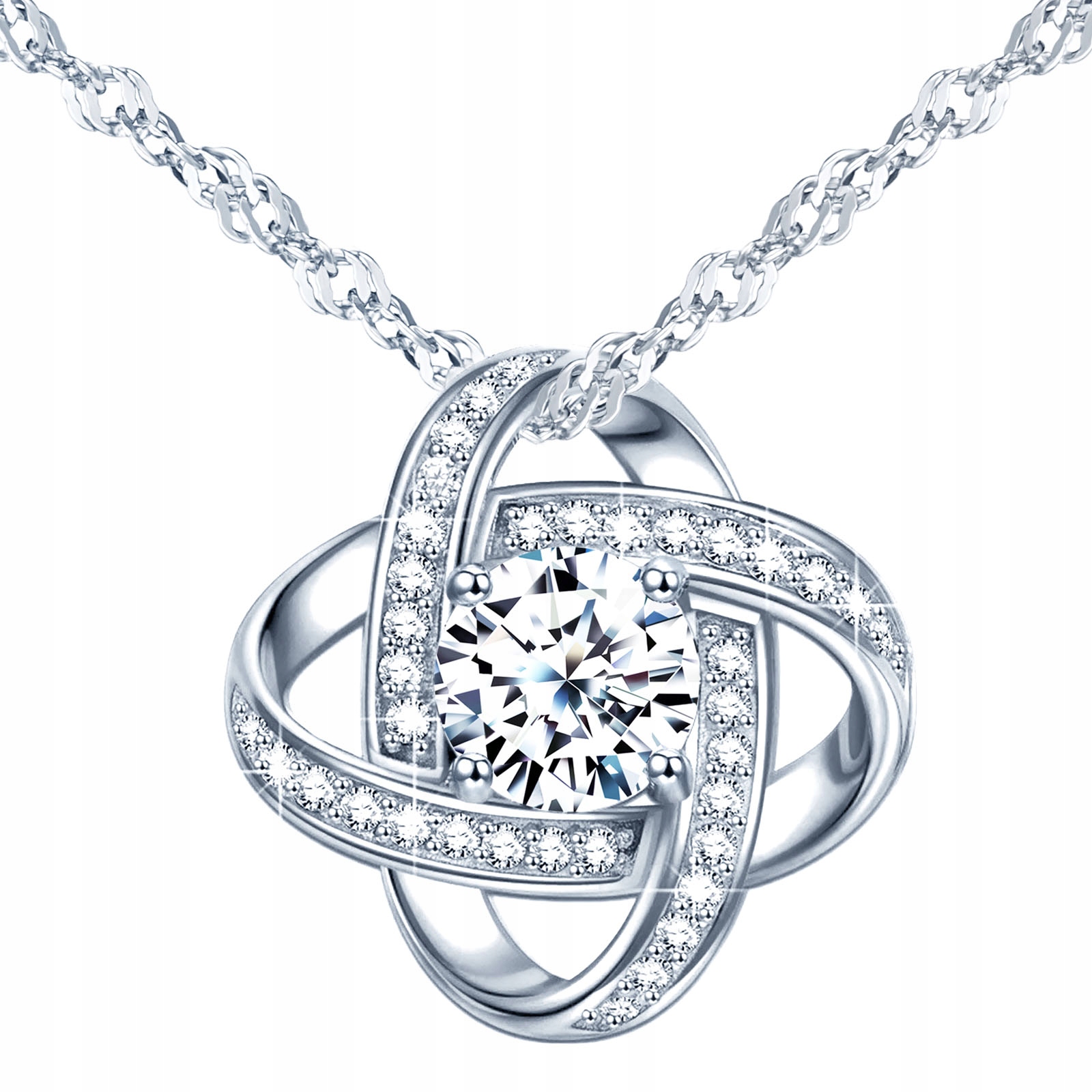 

Srebrny Naszyjnik Kwiat 925 Łańcuszek z Zawieszką