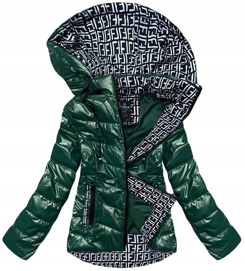 Metalická Bunda S Kapucí W718 Zelená L (40)