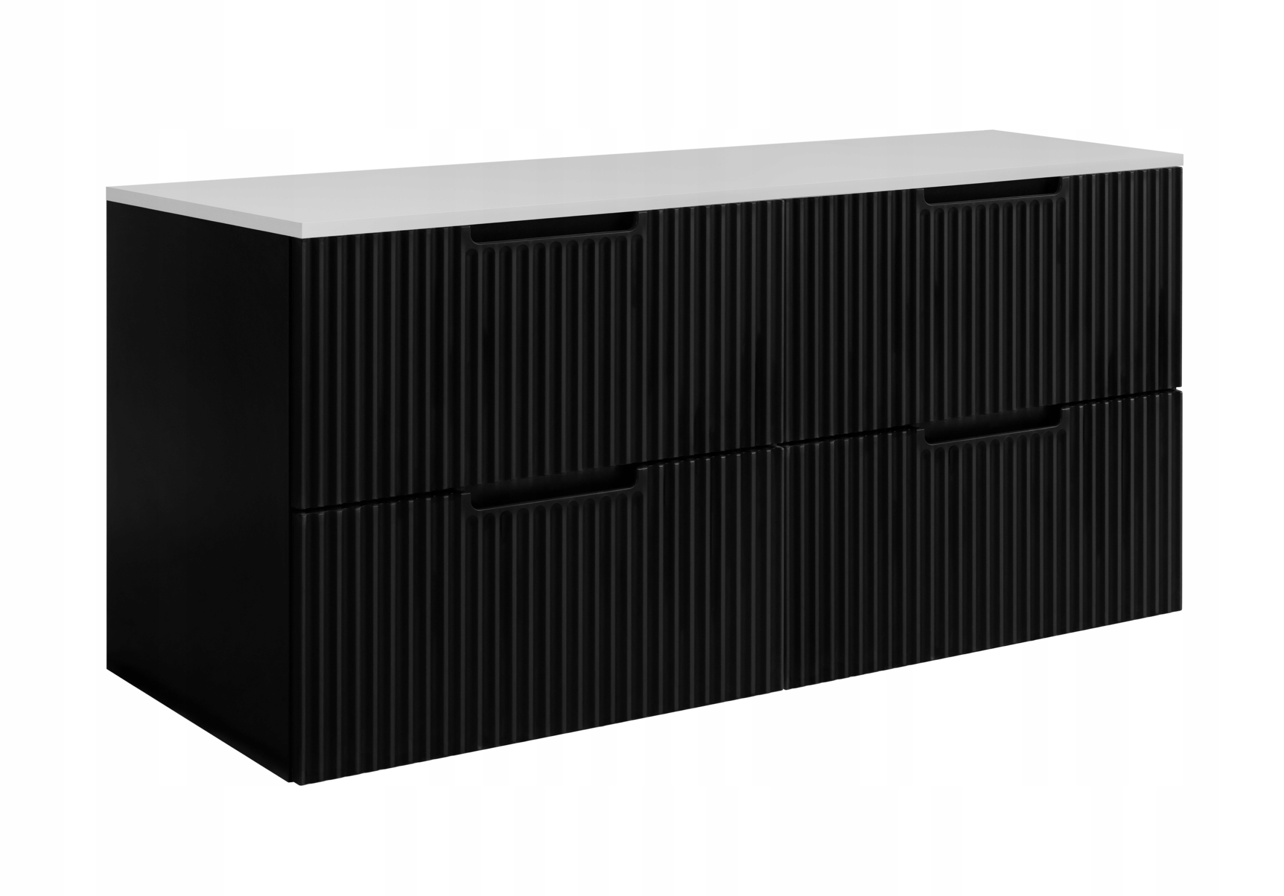 Koupelnová skříňka pod umyvadlo 120 černá Rýhovaná Přední Deska bílá Mdf