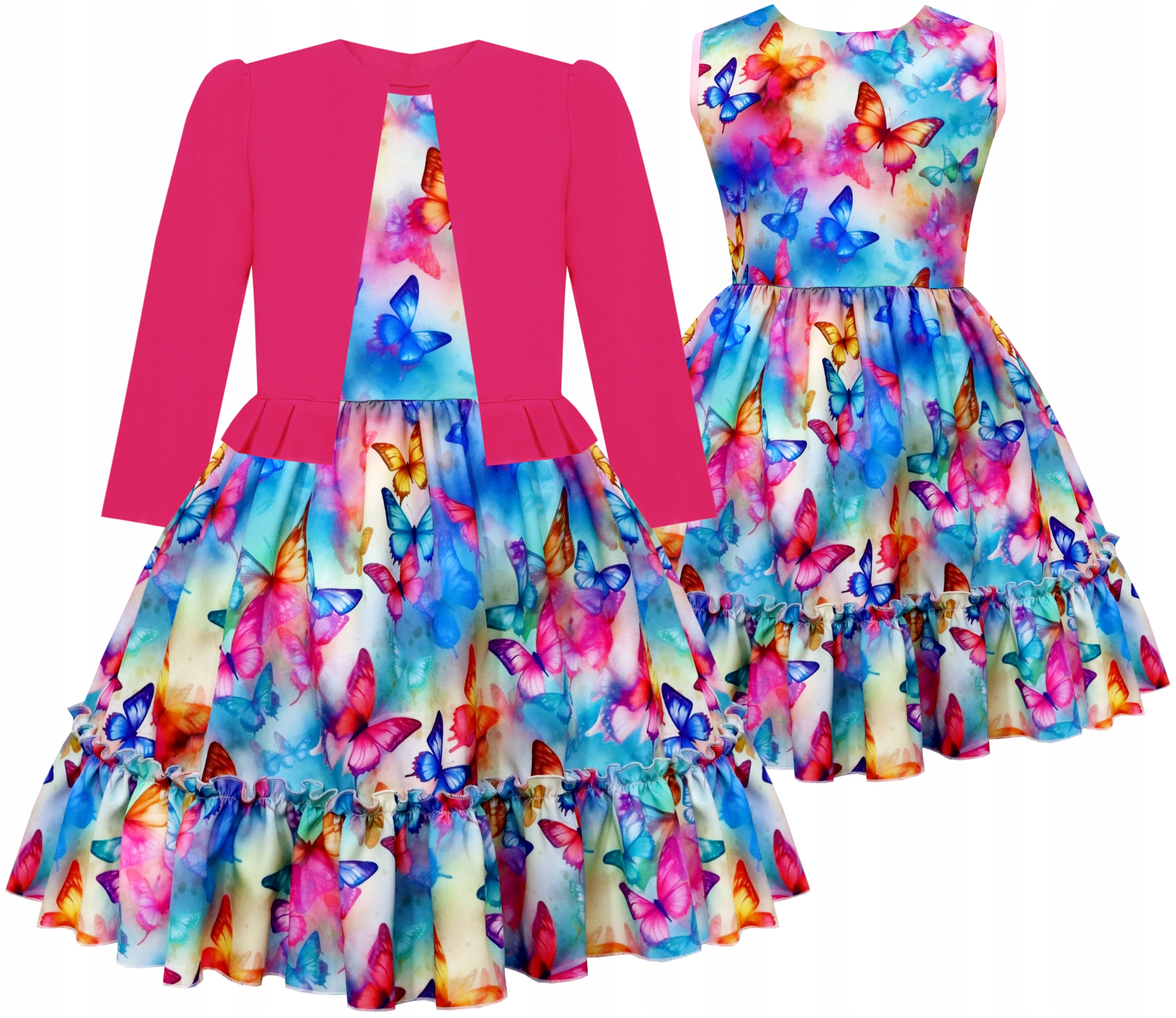 Elegancka wizytowa SUKIENKA z bolerkiem KOMUNIA DRUHNA ŚLUB r 128 6545