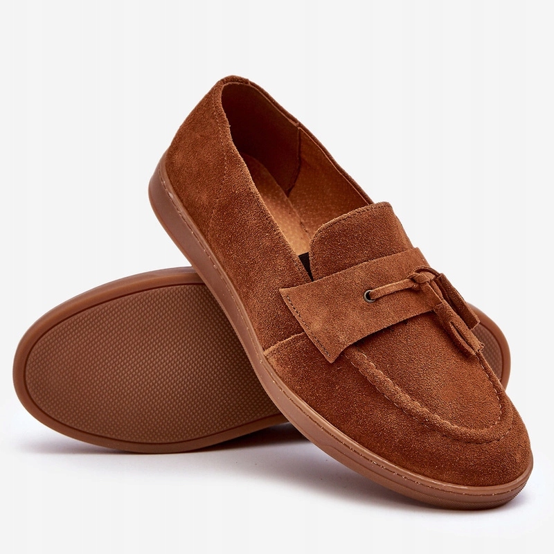 Polobotky Loafersy Z Přírodního Semiše Pánské Zazoo 1566 Hnědé 44