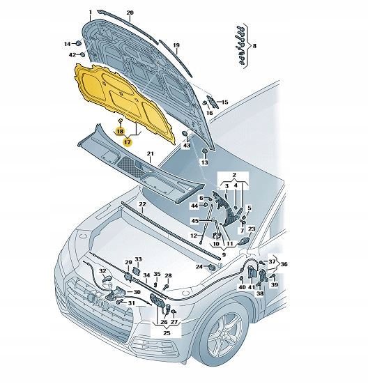 Оригінал заглушка капоту Audi Q5 OE0a863825