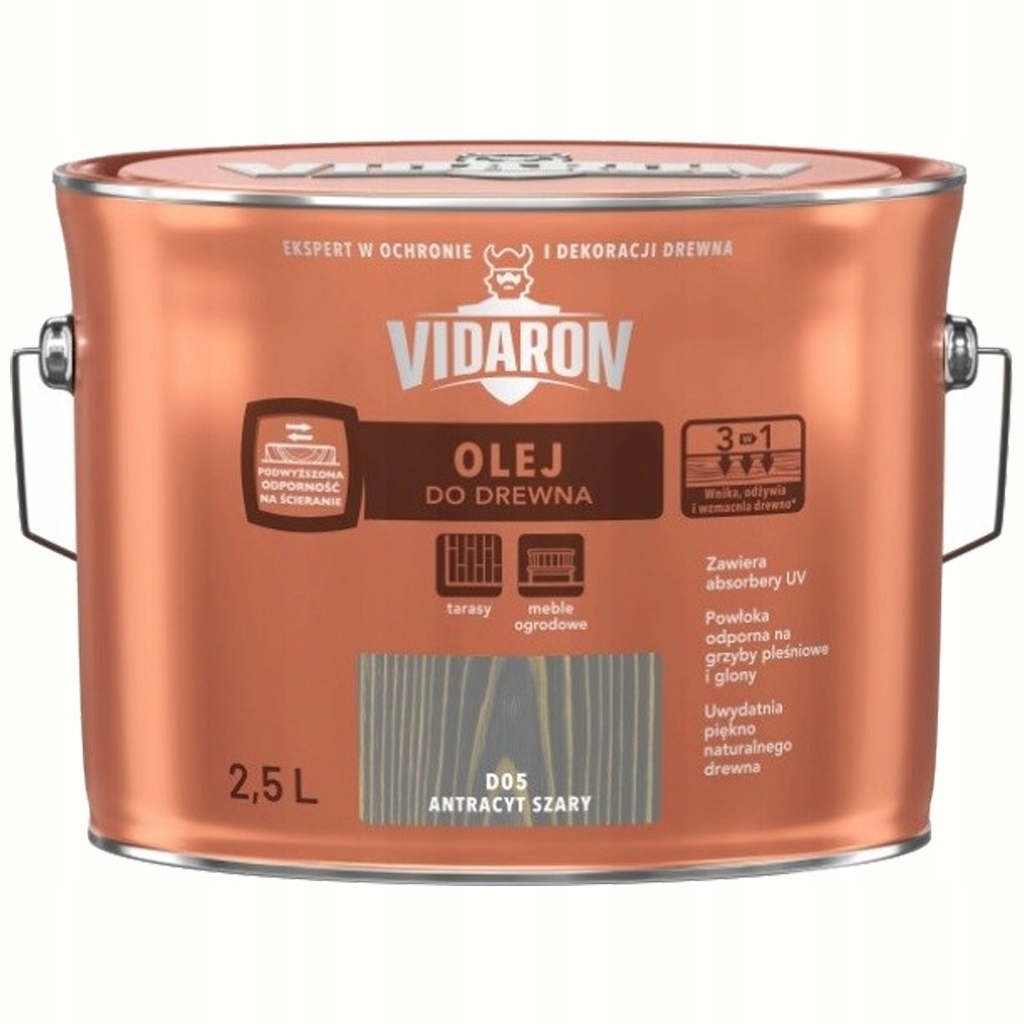 Olej do drewna Vidaron 2,5L Antracyt Szary