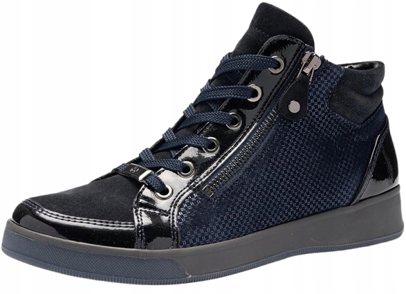 Ara Modré Dámské Tenisky S Lesklými Semišovými Vložkami, Velikost 41