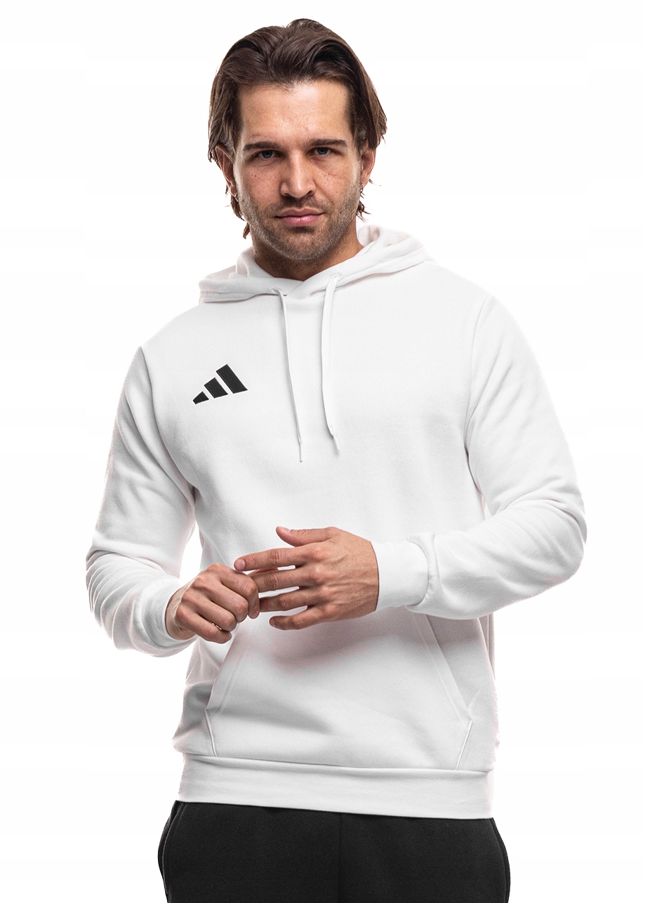 Pánská Mikina adidas Entrada 26 s kapucí Bavlněná Sportovní Bílá vel 2XL