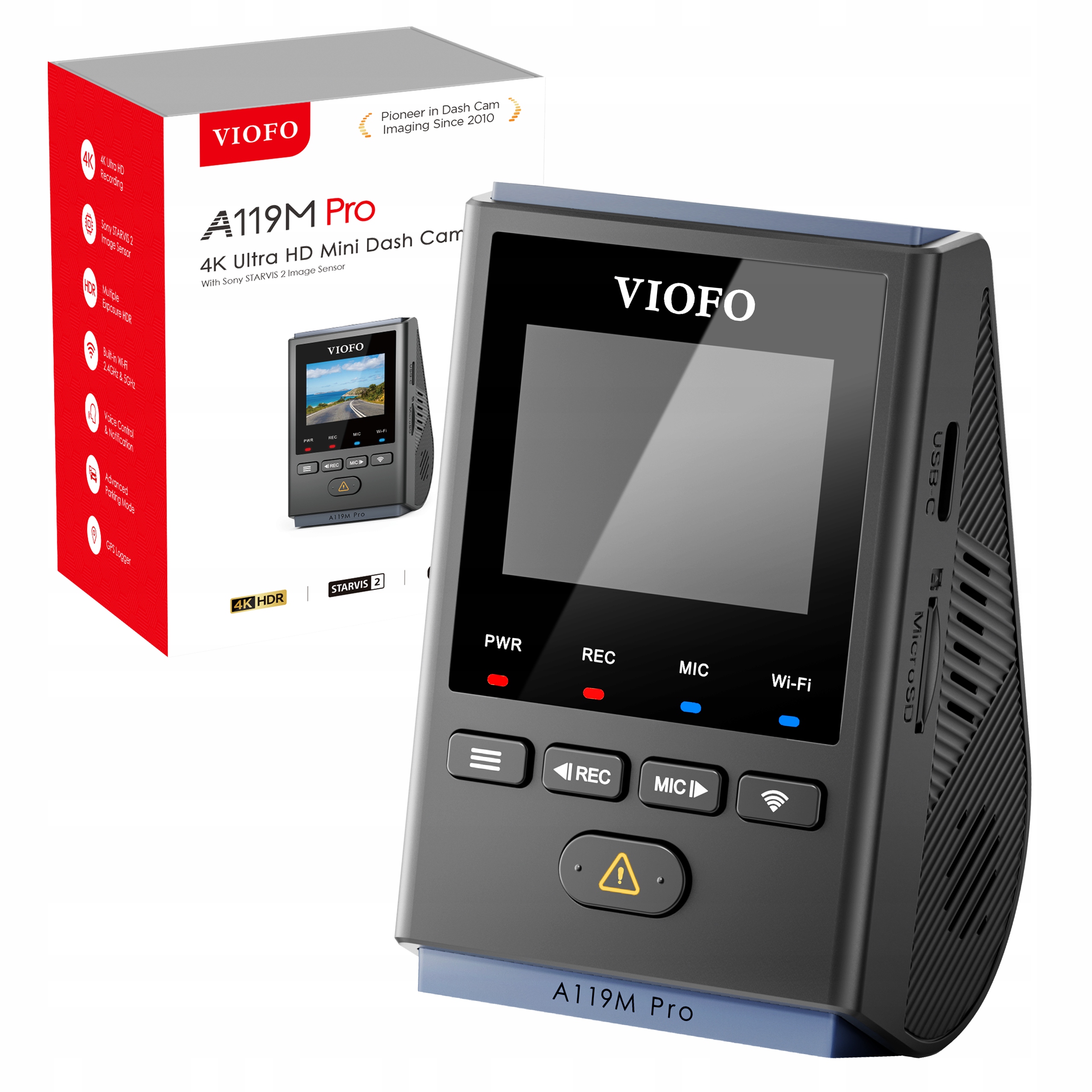 Kamera Rejestrator Trasy Viofo A119M Pro Gps Wifi 4K Hdr Sony Starvis 2