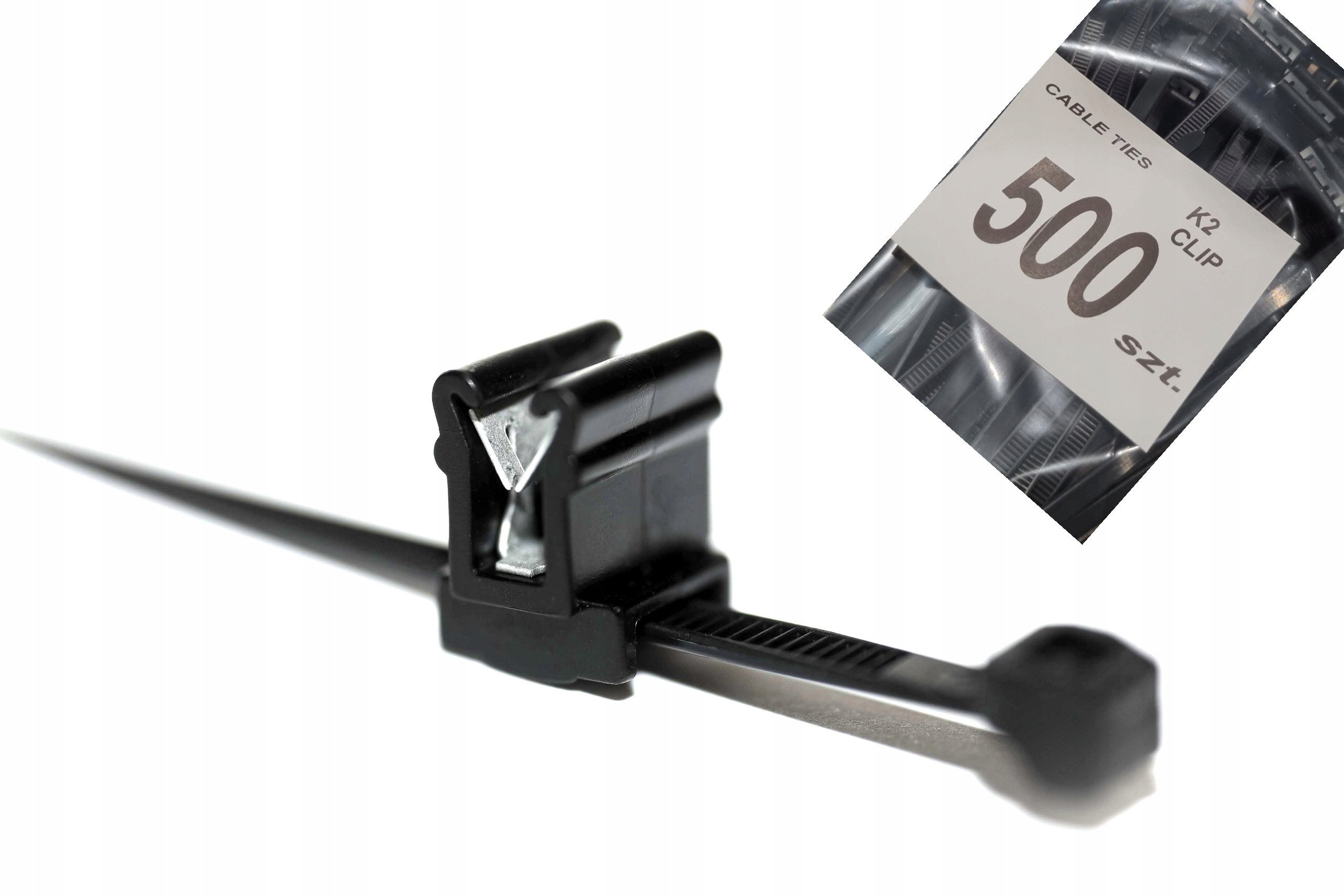 500 x OPASKA KABLOWA Z KLIPSEM TRYTYTKI MOCOWANIE