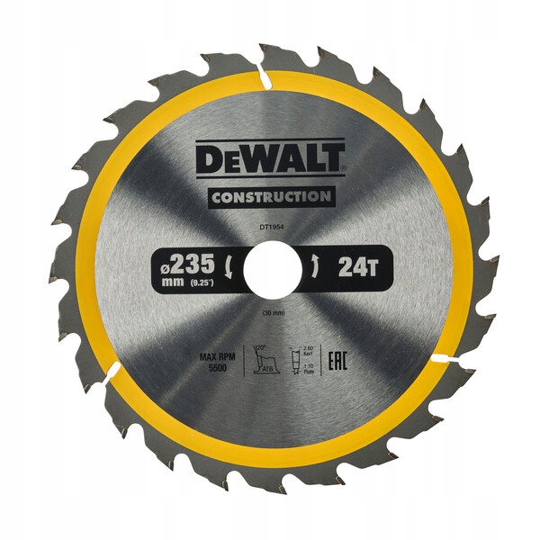 

Piła tarczowa do drewna 235mmx30mm 24z. DeWALT