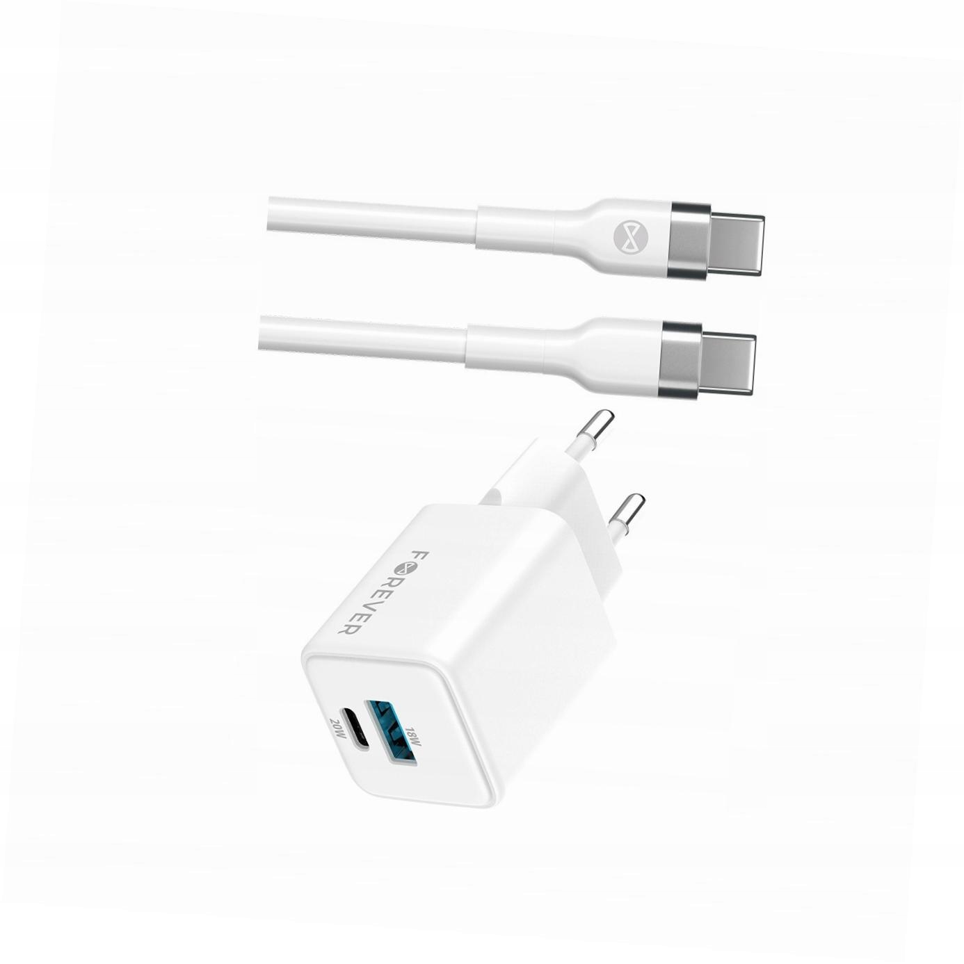 Szybka ładowarka GaN 20W 2 wejścia Usb i Usb-c z kablem do Oppo A54 5G