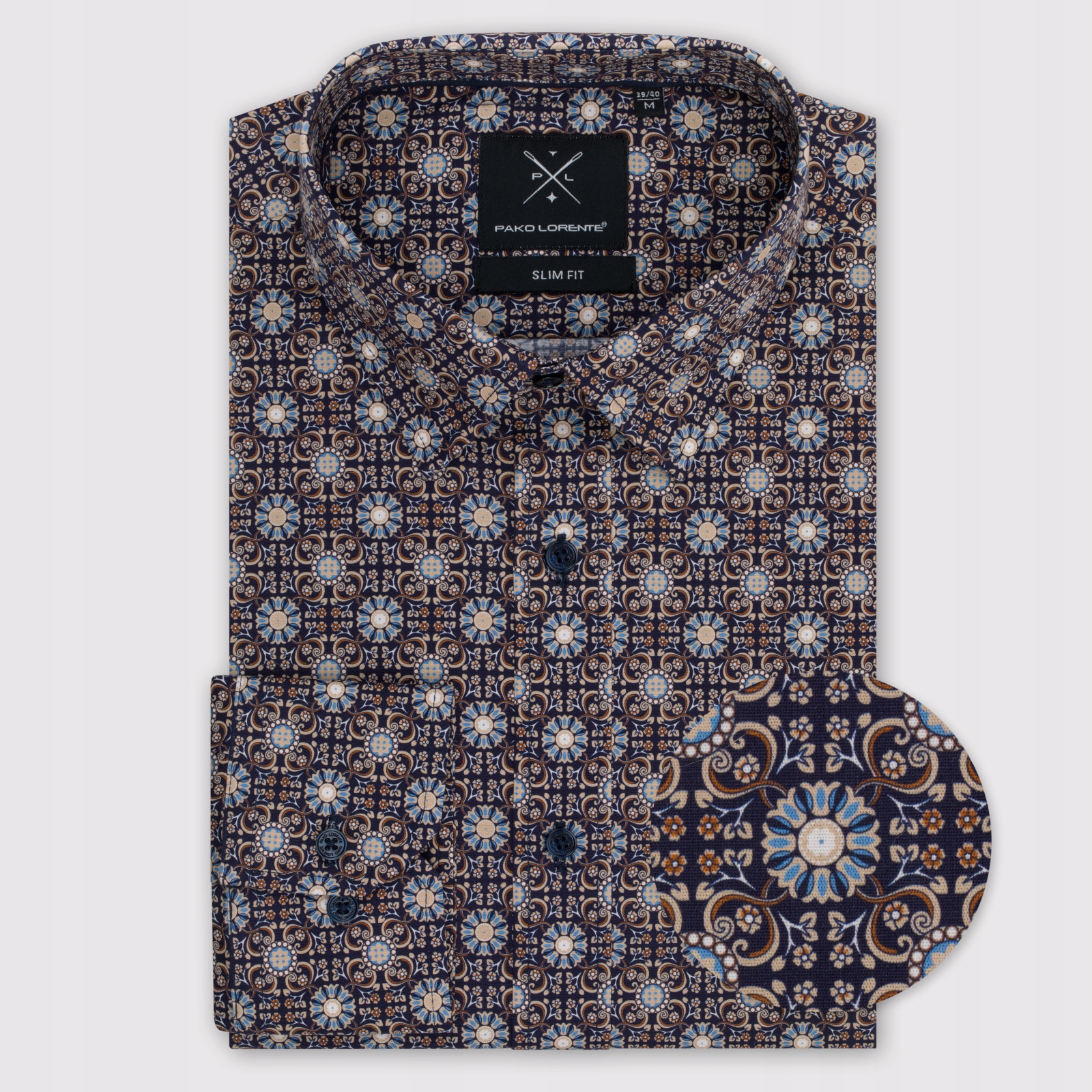Tmavě modrá pánská košile s geometrickým vzorem Pako Lorente vel 3XL