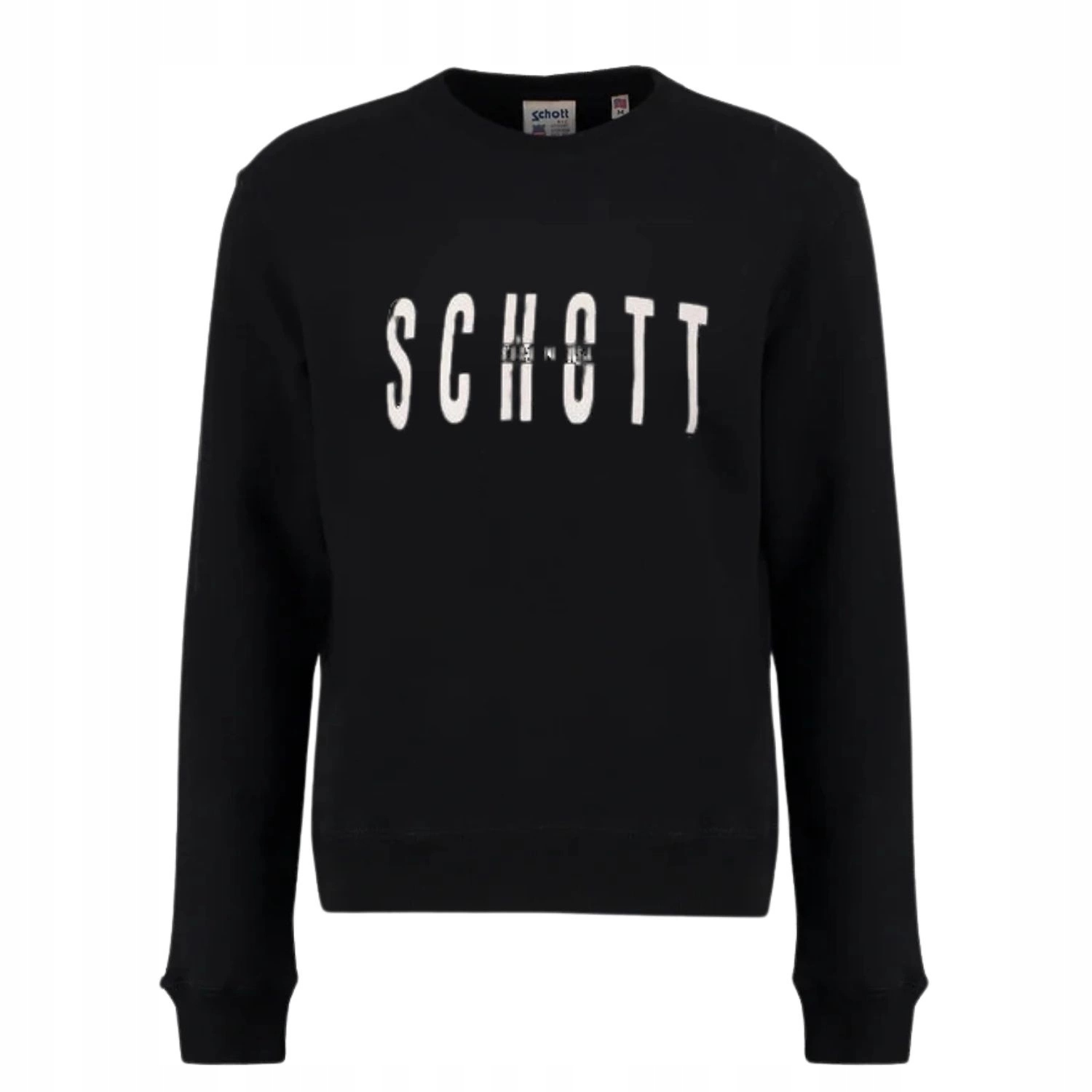 Pánská mikina Schott Nyc klasická černá bavlněná tepláková s logem vel. S