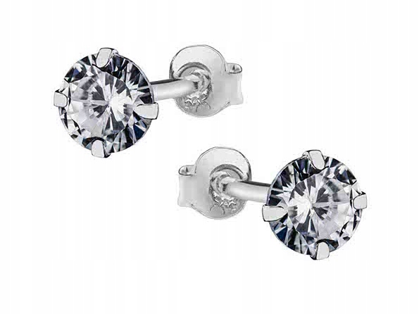 

Srebrne kolczyki Biała Cyrkonia okrągła 4mm Sztyft