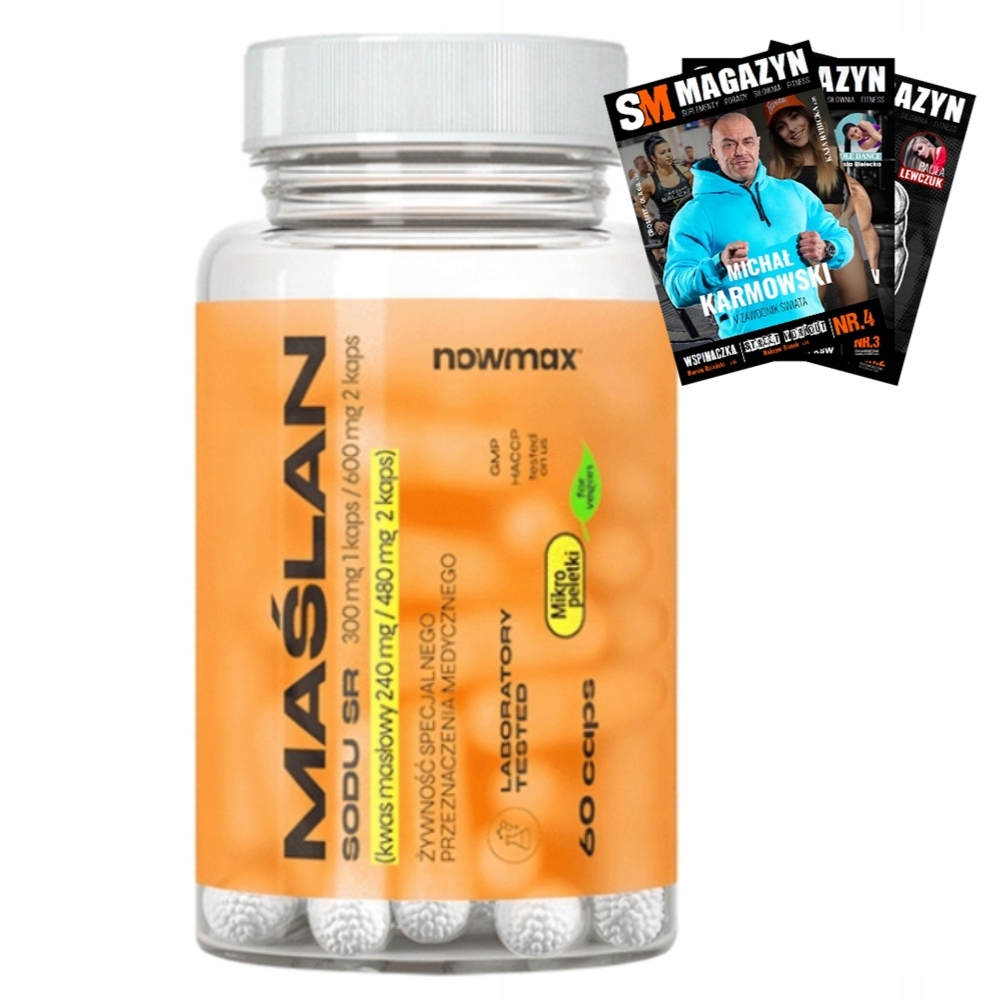 NOWMAX бутират натрия SR 300 мг 80% масляная кислота 60 капсул микро-капсулы