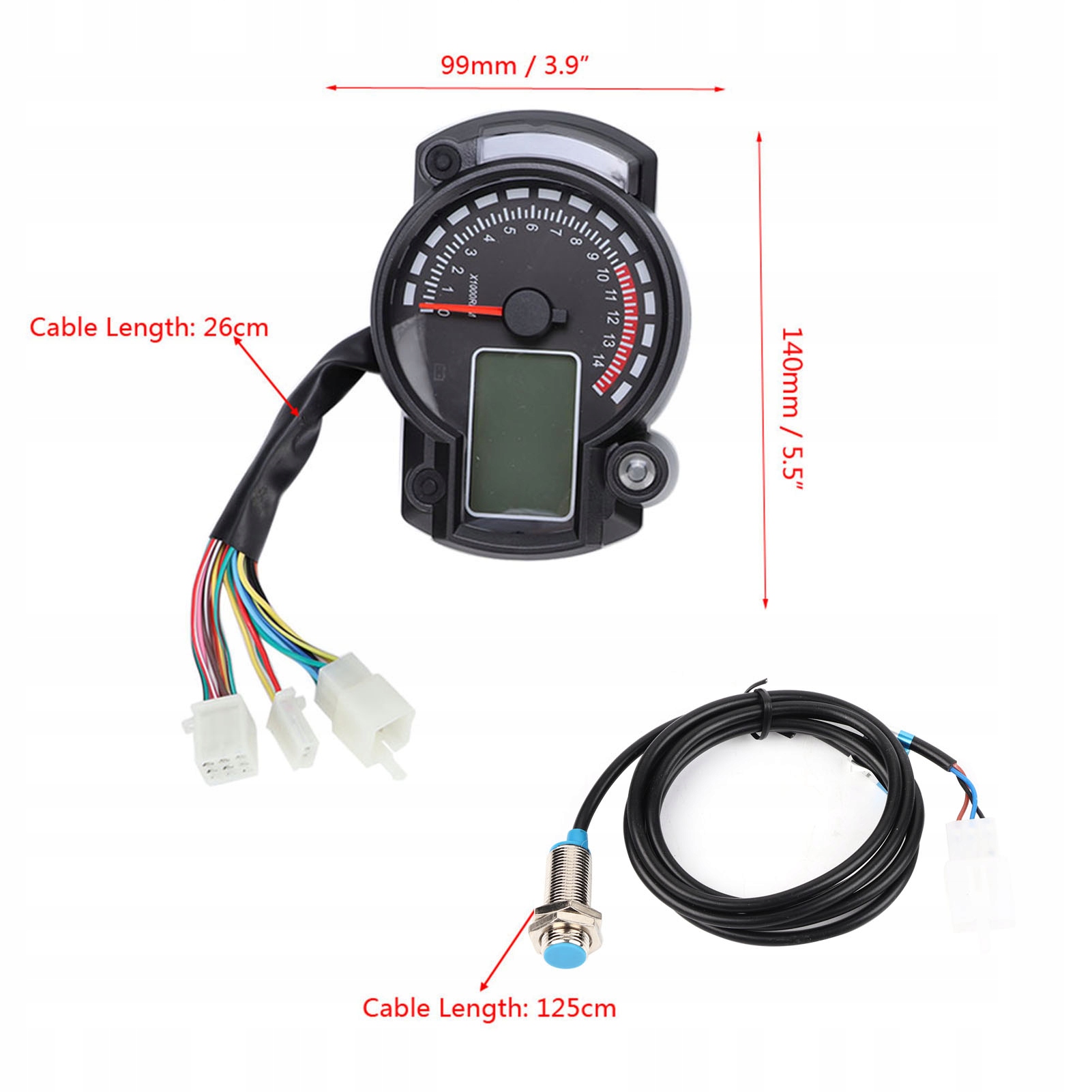 Prędkościomierz motocyklowy Kolorowy licznik LCD Model QC04914